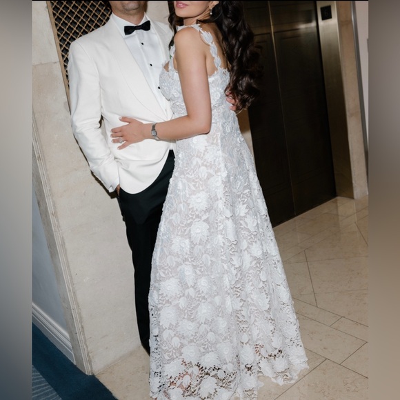 lace wedding dresses for short brides Satin Two Piece Lace Short Sleeves Wedding Dresses PW324 main image 1